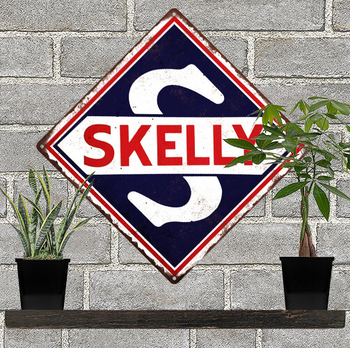 SKELLY Motor Oil Metal Sign Repro Gas Pump Garage Mechanic Shop 12x12" 60777