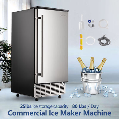 80 Lb Undercounter Commercial Ice Maker - Stainless Steel, Cube Ice Machine (VIPSHOPMARKET HBZB-36F)
