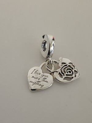 AUTHENTIC PANDORA ROSE HEART PADLOCK DANGLE CHARM #790086C00
