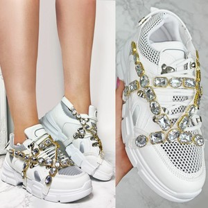 white diamante trainers