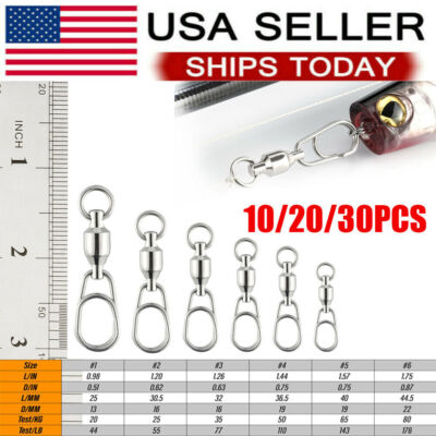 Fishing Ball Bearing Swivels with Fast Clip Snap 44-176Lb Connector Tackle Lot
