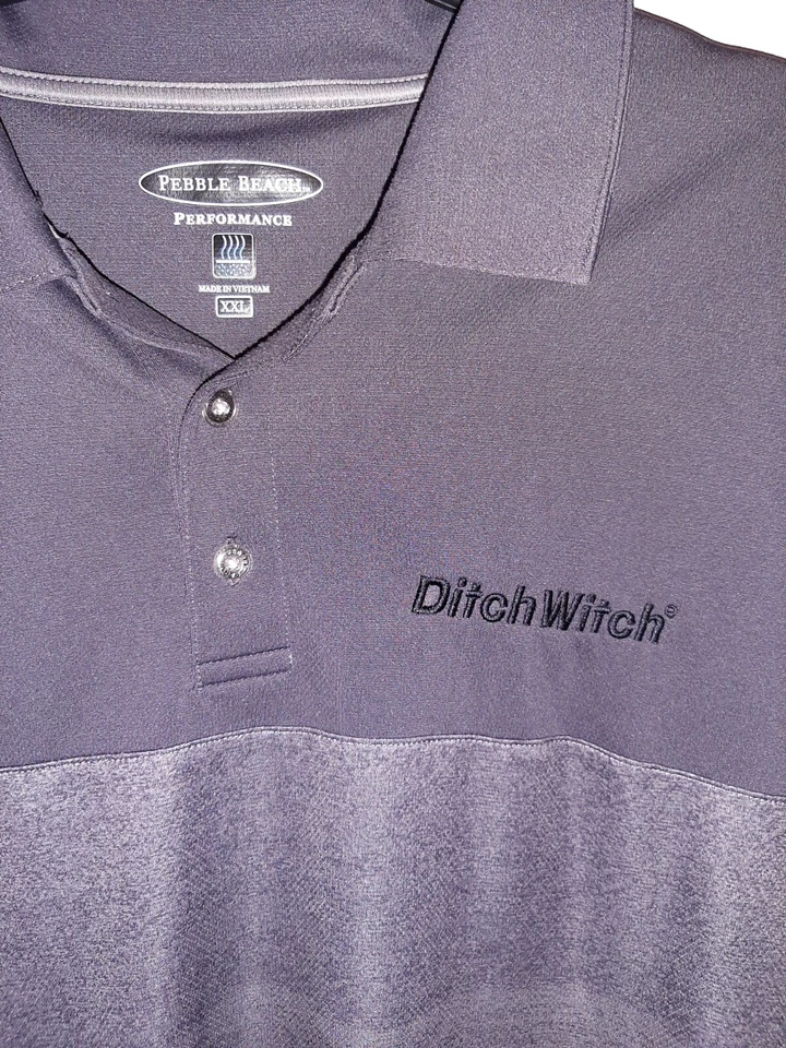 Ditch Witch Embroidered Polo Golf Shirt Mens 2XL Gray/Blk Polyester--EUC! - Image 2 of 3