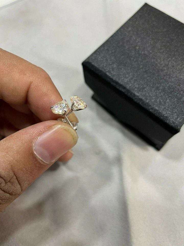 Natürlicher Diamant-Ohrstecker 0,50 kt Rundschliff 3 Krappen Damen in 14 K Weißgold - Bild 4 von 4