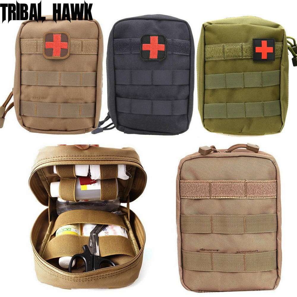 Tactical Waist Belt Pack with EDC Survival Medical Kit by Red Cross  
