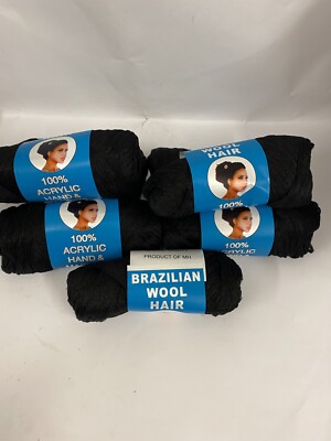 X6 Brasilianische Wolle: Kunstschlösser, Zopf, Drehungen, Strickgarn schwarz. Original