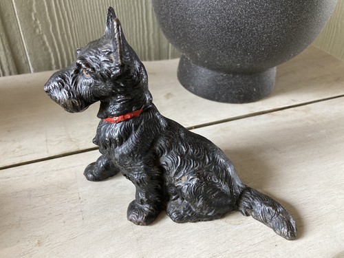 Antique Cast Iron Hubley USA Sitting Scottie Dog Bookend Art Statue Doorstop - Picture 2 of 12