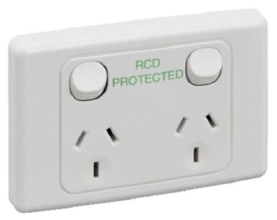 Clipsal RCD/PR POWERPOINT SOCKET 2-Gang 230V 3-Pin Switched, Horizontal ...