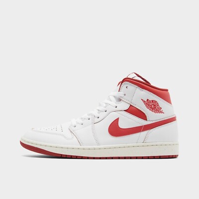 New Mens Size 12 White Red Nike Air Jordan 1 Mid SE Basketball Shoes FJ3458 160 Jordan MENS Air Jordan 1 Mid SE  main image 3
