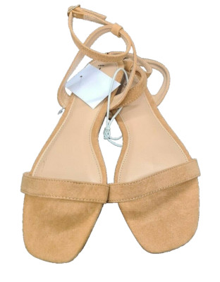BNWT Ladies Sz 10 Anko Brand Casual Suede Look Tan Sandals Flats Ankle Buckle
