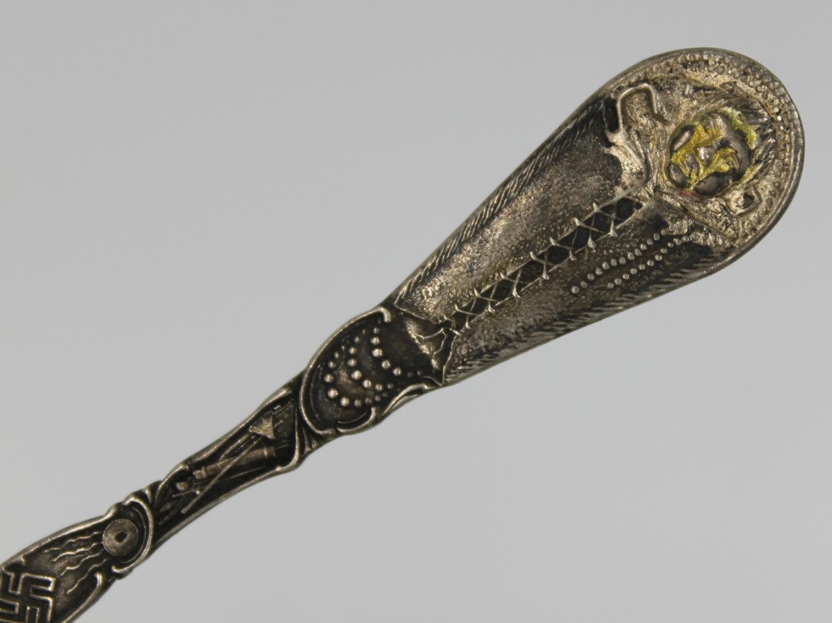 INDIAN Antique Sterling Silver Souvenir Spoon: Swastika/Papoose