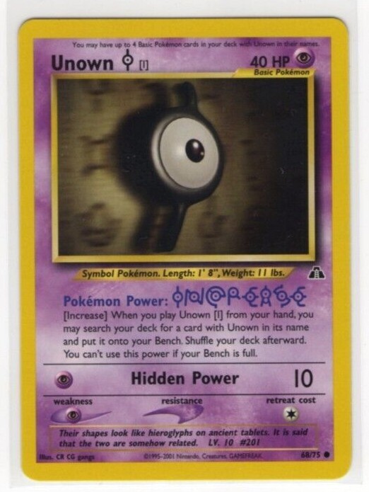 2001 Nintendo Pokemon TCG Neo Discovery Unown I Common Card #68/75 NM