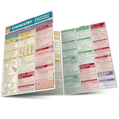 QuickStudy Chemistry Equations & Answers Laminated  6-Page Sample Problems Guide