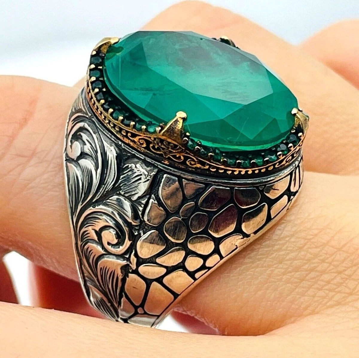 Mens stone ring online silver