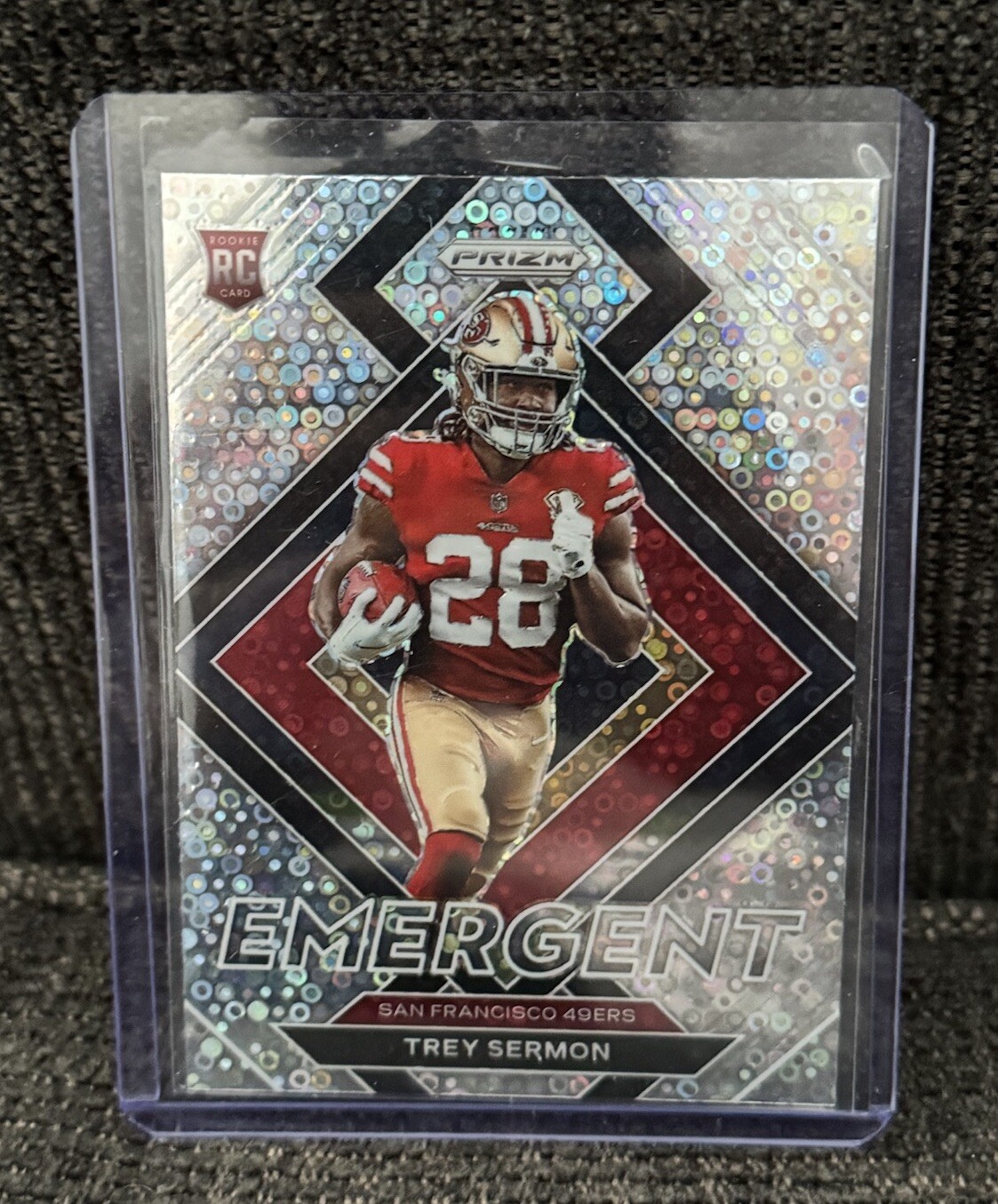 Trey Sermon 2021-22 NFL Panini Prizm Silver Disco Emergent Rookie RC #E19 49ers