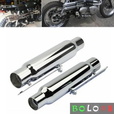 2x Chrome Motorcycle Shorty Exhaust Pipes For Harley Honda BMW Cafe Racer Bobber