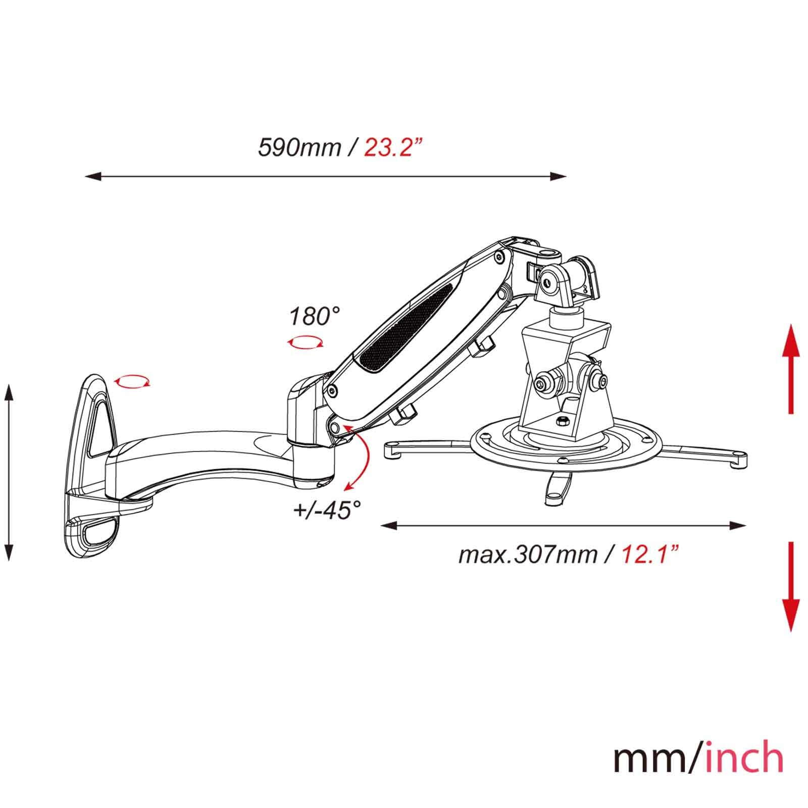 Thumbnail - Hftek – Universal-wand-halterung Für Beamer Und Projektor - Gp12ww