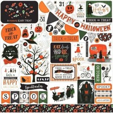 Trick or Treat Halloween Spooky Costumes Witch Ghost Pumpkin Elements Stickers