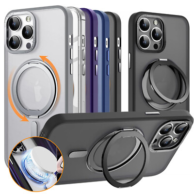 Fr iPhone 12 14 15 16 17 18 Pro Max Shockproof Magnetic Ring Kickstand Hard Case