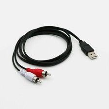 1.5m USB A Male to 2x RCA Phono Male AV Cable Lead PC TV Aux Audio Video Adapter