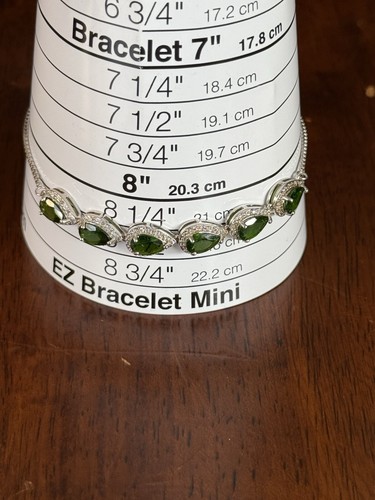 Bracciale in argento sterling rodiato e rodiato cromato verde - regolabile - Foto 9 di 11