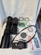 PENTAX ASAHI ME SLR 35mm Film Camera Bundle w/ 4 Lenses and 7 Filters Tested