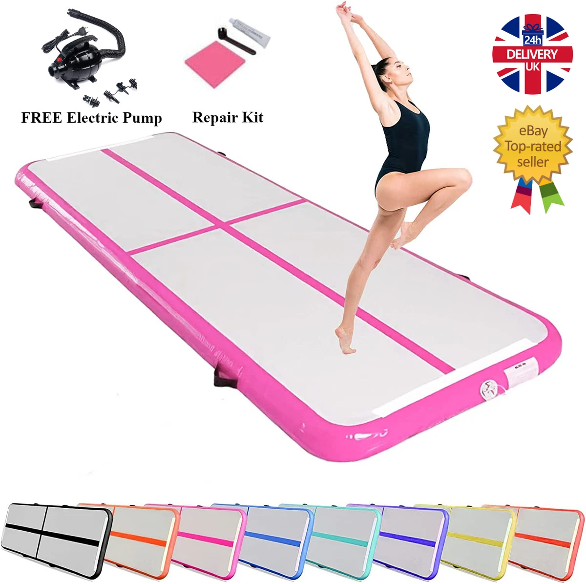 10Ft Air Track Mat Gymnastics Mat Inflatable Tumbling Mat with Electric  Pump UK