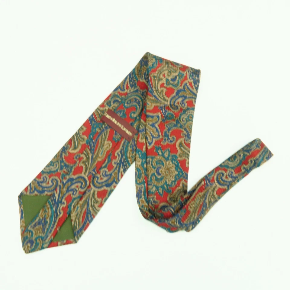 Галстук Chaps Ralph Lauren 100% шелк красный синий узор пейсли сделано в США 57 дюймов x 4 дюйма - Изображение 4 из 4