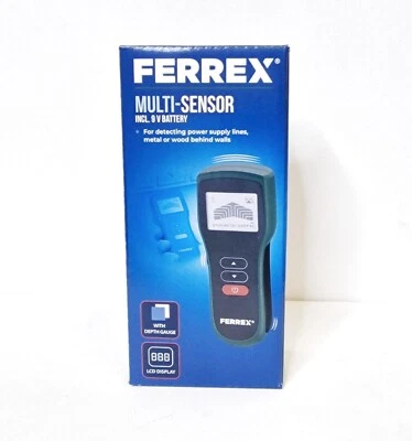FERREX Multi Sensor Device for detecting Power Lines, Metal or Wood behind walls