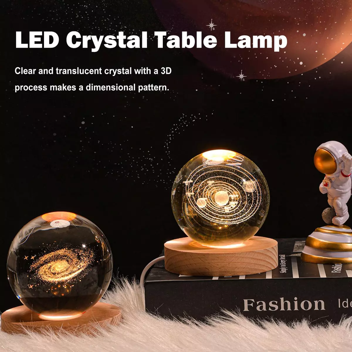 LED Crystal Table Lamp USB 3D Moon Galaxy Globe Night Light Xmas Decor Gif  D0Z1 | eBay