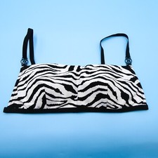 Victorias Secret Large White Black Zebra Print Ribbed Padded Swim Bikini Top VS