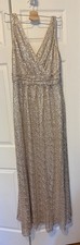 NWOT David  s Bridal Gold Sequin Formal Gown, Prom Wedding Bridesmaid 12