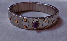 Superbe bracelet gold Améthyste Zoppini Italien bracelet acier Inoxydable 18K or