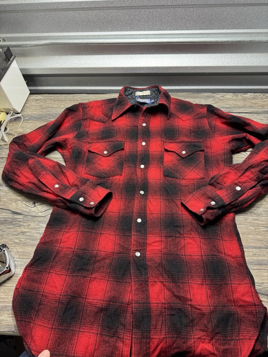 VINTAGE 70S SHADOW CHECK PENDLETON WOOL WESTERN SHIRT Med | eBay