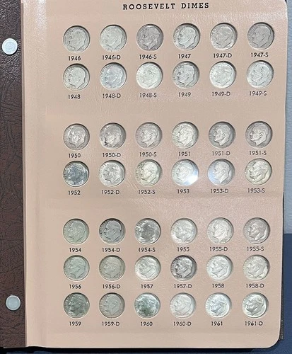 Complete 1946 thru 2002 Roosevelt Dime Set in Dansco Album incl Proofs + Bonus