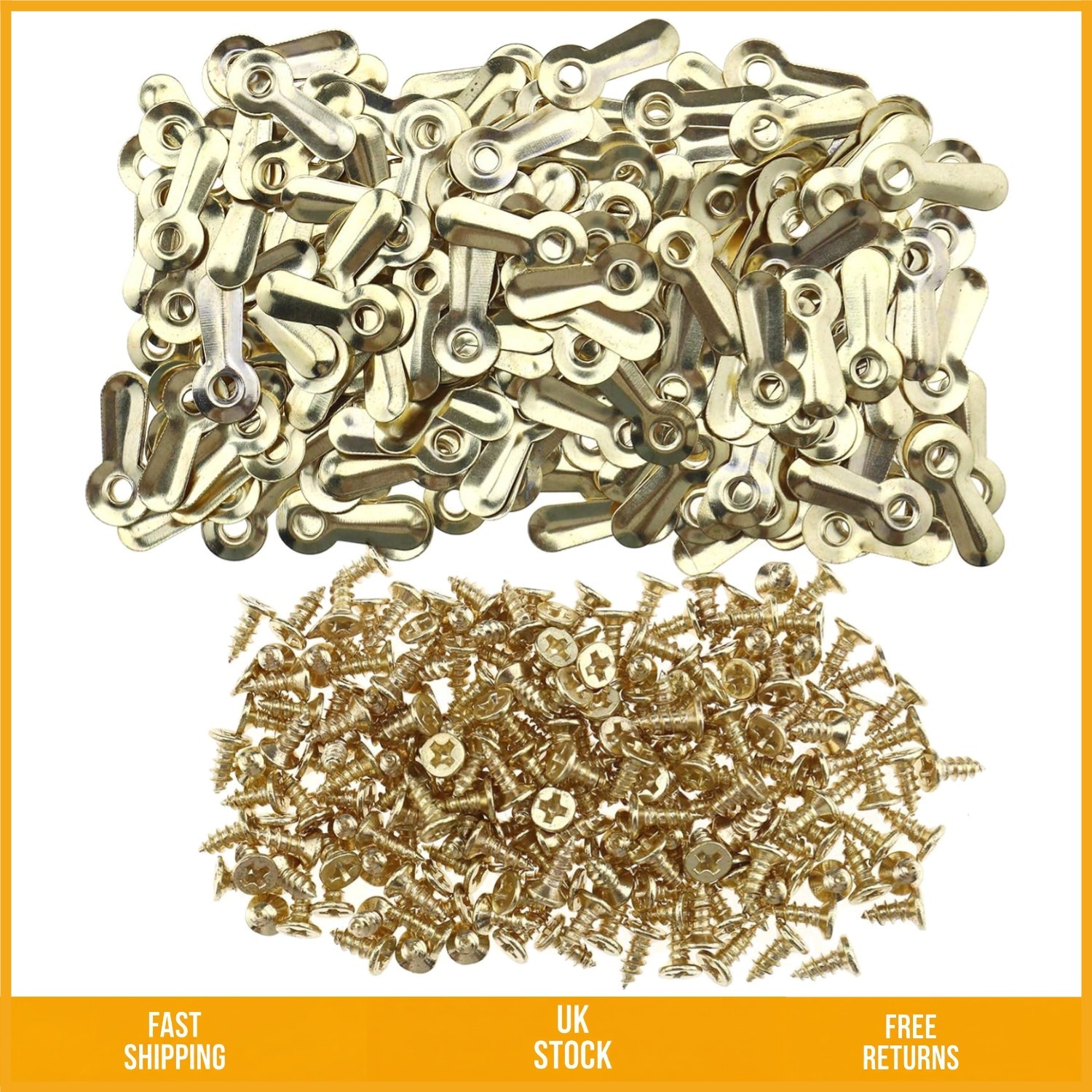 Durable Gold Metal Picture Frame Turn Button Fasteners with Screws 200 Pieces