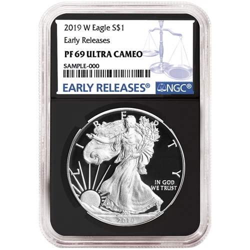 2019-W Proof $1 American Silver Eagle NGC PF69UC Blue ER Label Retro Core