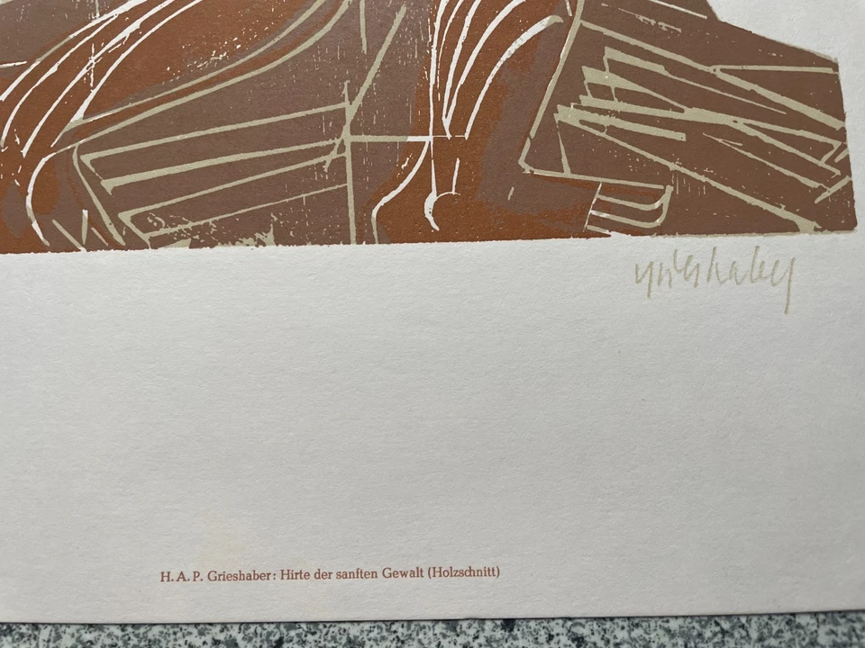 HAP Grieshaber, "Hirte der sanften Gewalt" Farbholzschnitt - Bild 3 von 3
