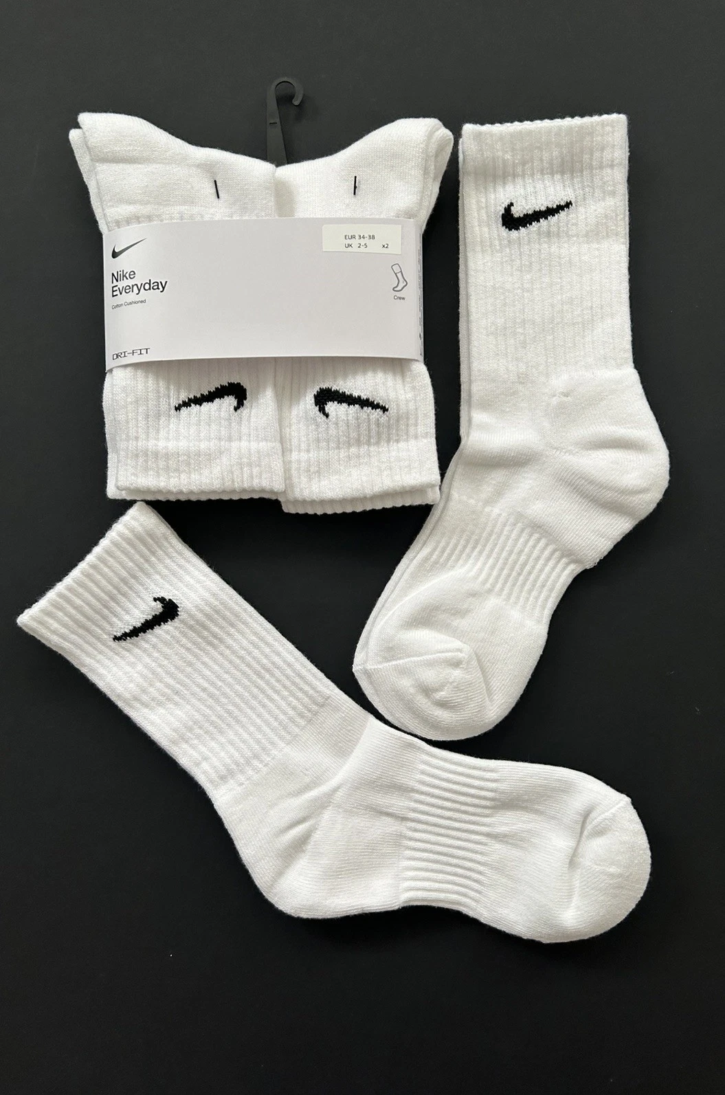 Nike Everyday cushioned Cotton Crew Socks Small 2-5 Uk men woman kids birthday