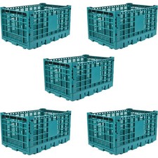 5PCS Collapsible Heavy Duty Storage Crate,52L Stackable Plastic Organizer Bin