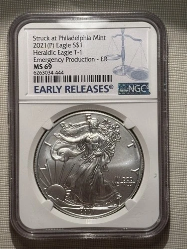2021 (P) Philadelphia US Mint Silver Eagle Emergency Production T-1 NGC MS69