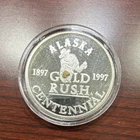 Alaska Gold Rush Centennial 1 Troy oz .999 Fine Silver Round 1997