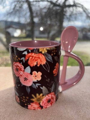 New Pink Floral W/Latte Spoon Coffee Mug Sympathy Sickness Prayer Fast Shipping