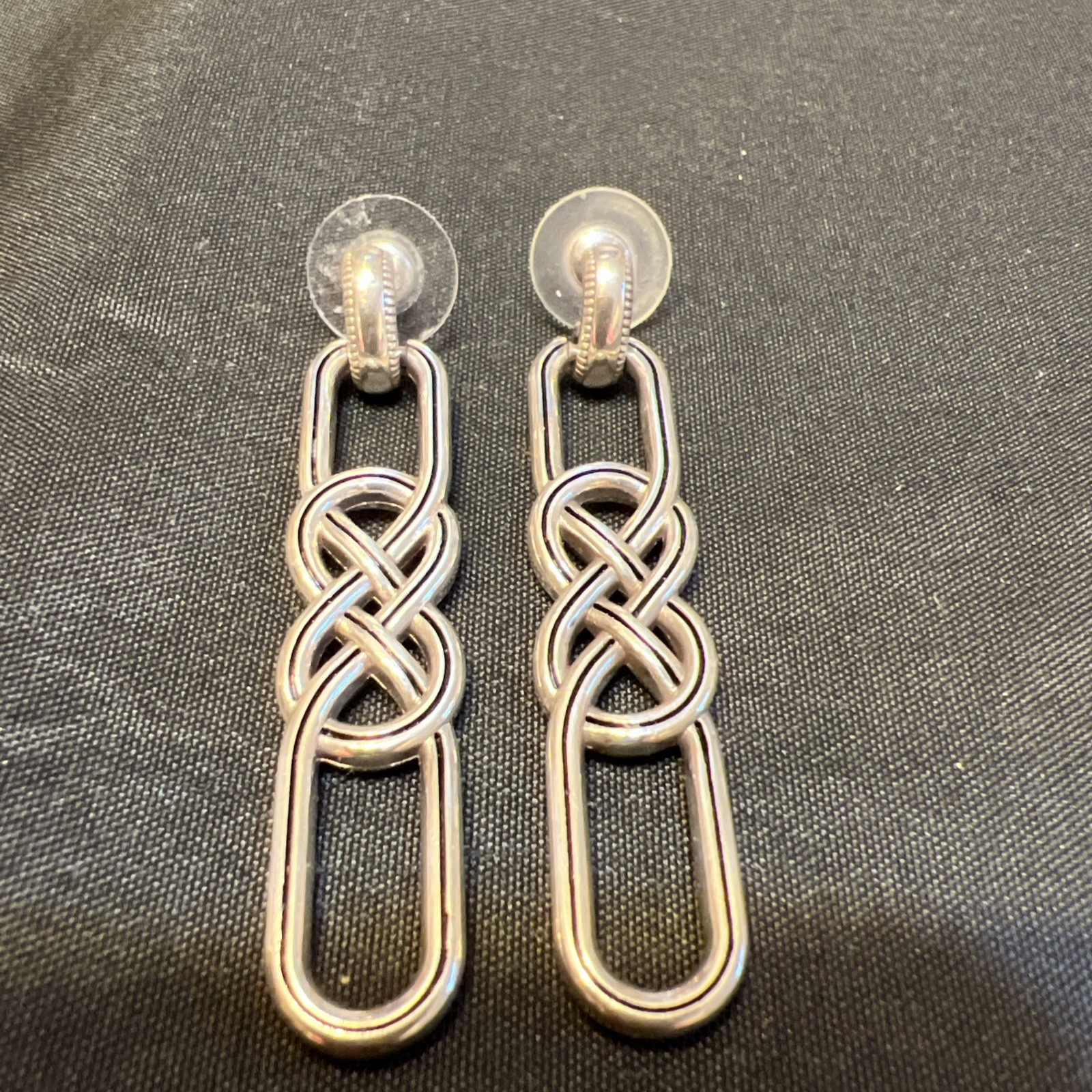 Brighton Interlok Braid Silver Post Drop Earrings - image 1