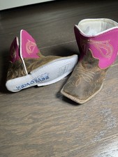 Stivali cowboy bambino Kemo Sabe punta quadrata - rosa occidentale marrone - 8-12 mesi