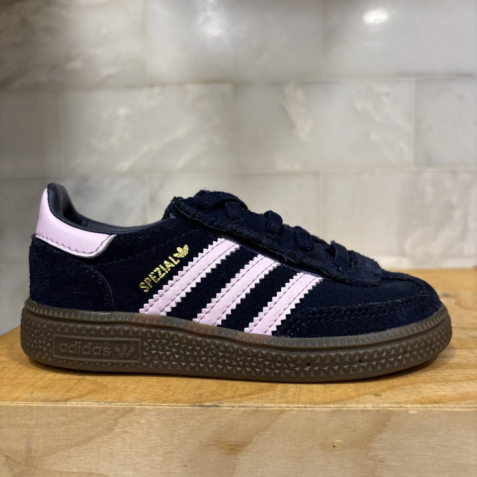 Toddler Adidas Original Handball Spezial Pink / Blue / Gum Sole Kids Size 8k - Image 2 of 4