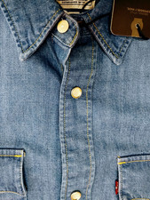 AUTHENTIC LEVI'S RELAXED RED TAB 2 POCKETS SNAP BUTTON SS DENIM SHIRT A57220006