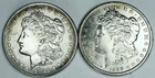 LOT OF 2 MORGAN DOLLARS BU+++! CLASSIC AMERICAN COINS! BEAUTIFUL SILVER!NR#G3084