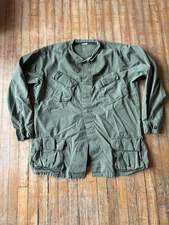 60s Military Slant Pocket Jungle Jacket Large Long
