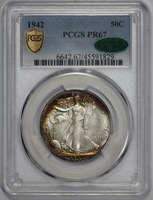 1942 Walking Liberty 50c Proof Silver Half Dollar PCGS PR 67 Toned CAC