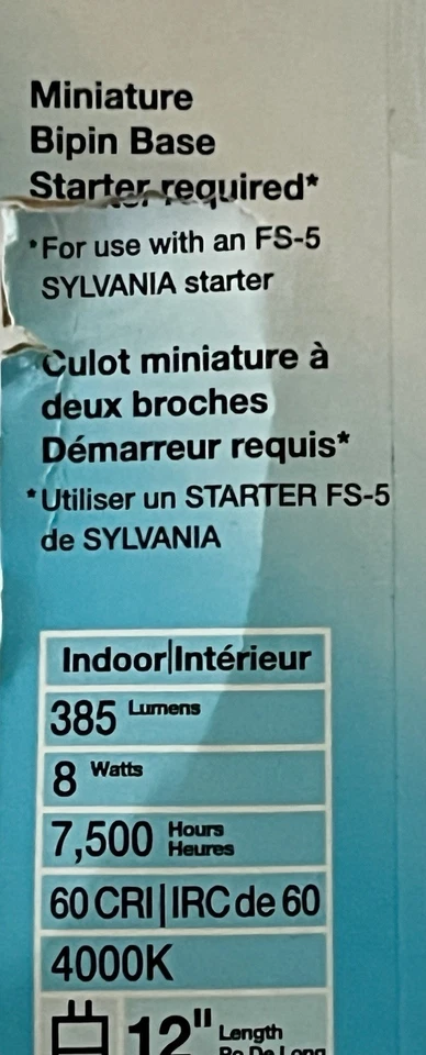 4 Sylvania F8T5CW 8W Utility Cool White Fluorescent Tube Bi pin 12" Light Bulb - Image 4 of 4